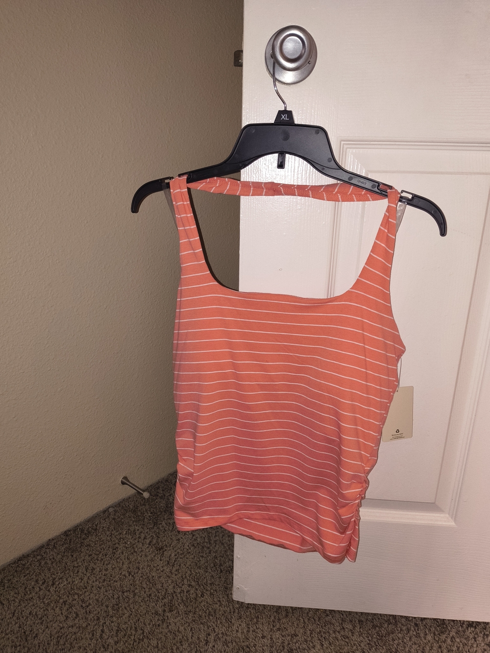 SO Coral and White Striped Tank Top